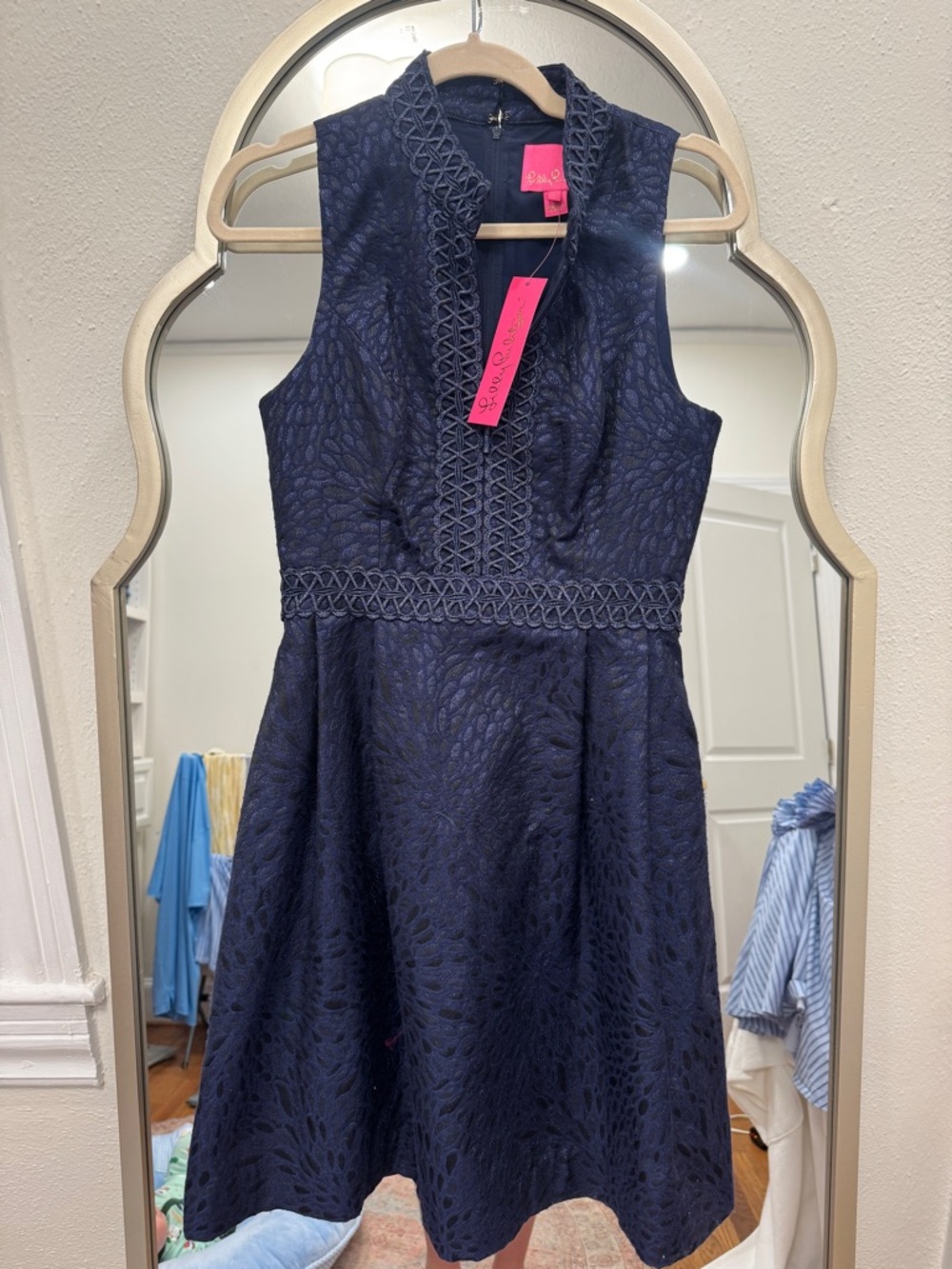 Lilly Pulitzer Navy Sleeveless Lace Fit & Flare Dress